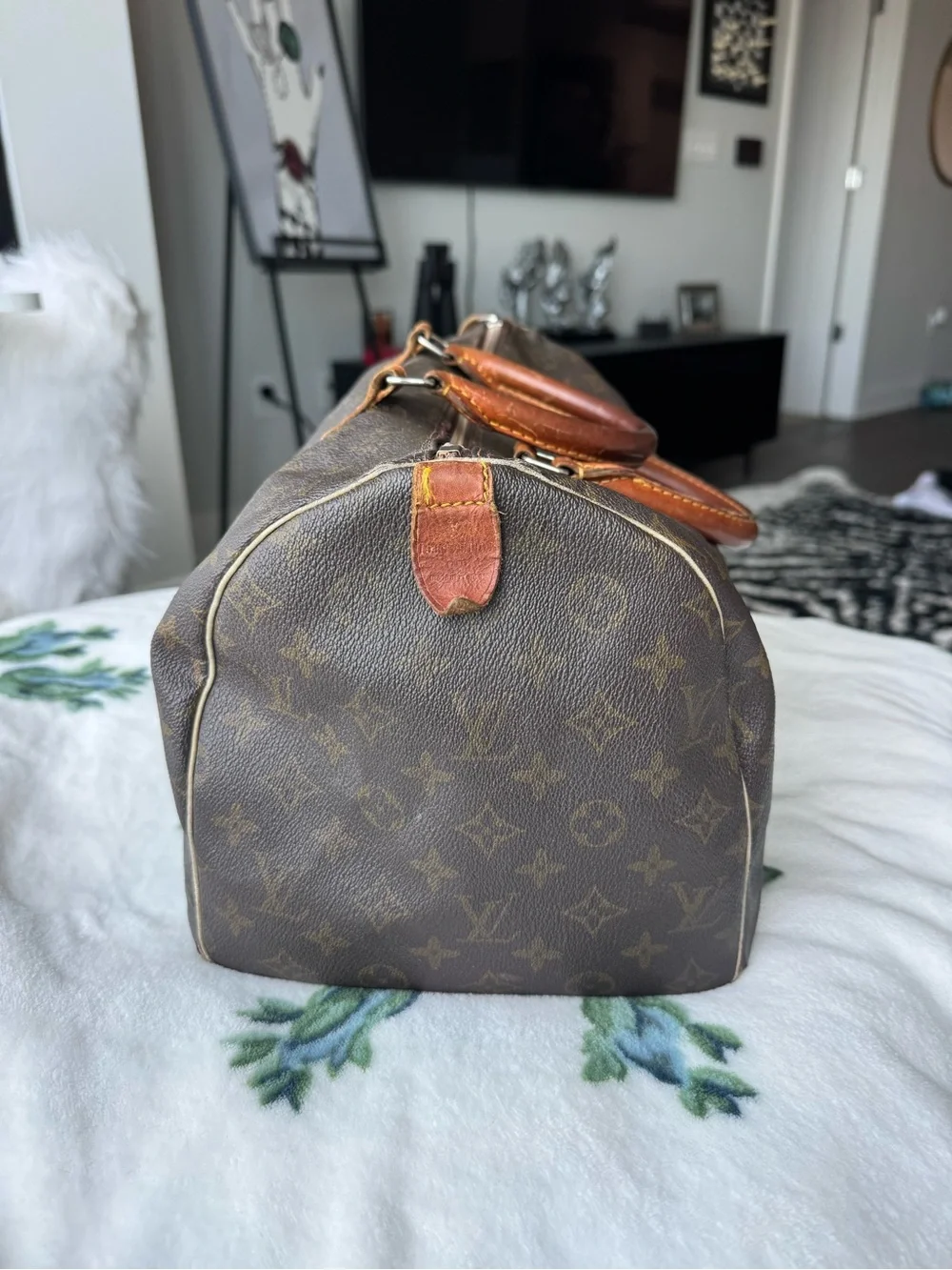 Louis Vuitton Monogram Canvas Satchel in Brown with Tan Trim